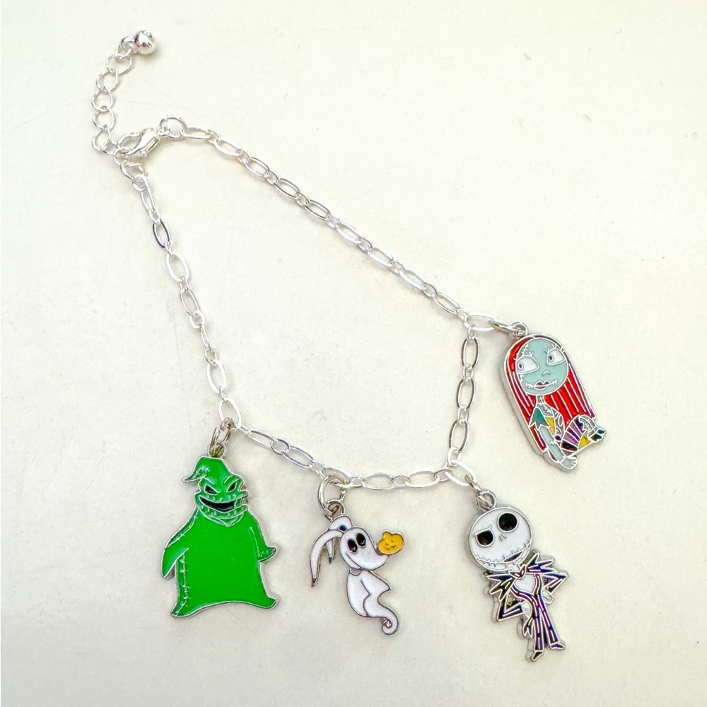 Handmade Disney Tim Burton Nightmare Before Christmas Silver Charm Bracelet
